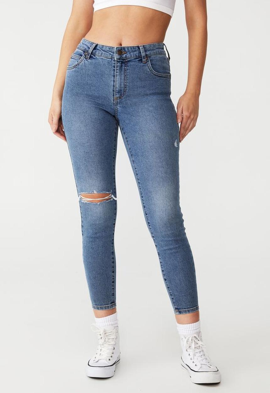 Cotton On - Mid rise cropped skinny jean - lucky blue rip