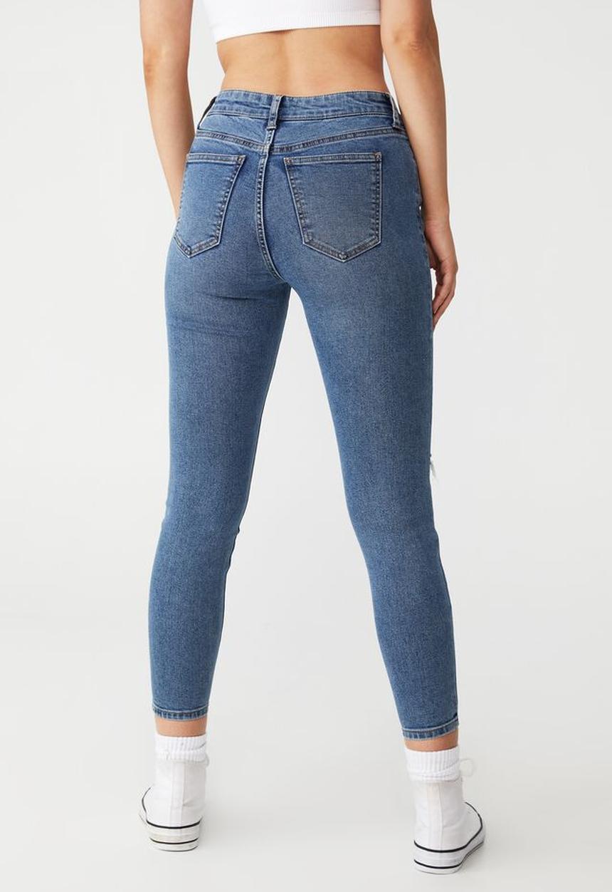 Cotton On - Mid rise cropped skinny jean - lucky blue rip