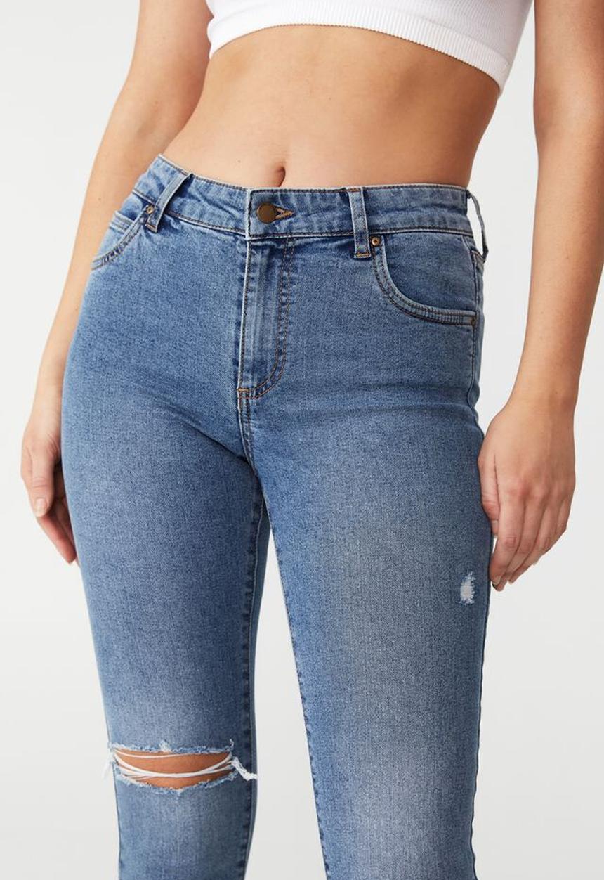 Cotton On - Mid rise cropped skinny jean - lucky blue rip