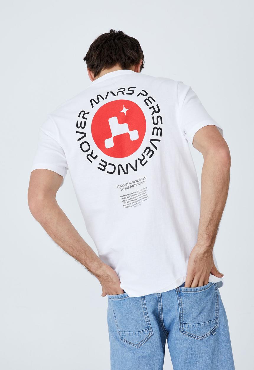 Cotton On - Tbar collab pop culture t-shirt - lcn nas white/nasa - mars