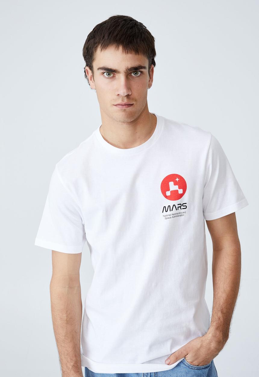 Cotton On - Tbar collab pop culture t-shirt - lcn nas white/nasa - mars