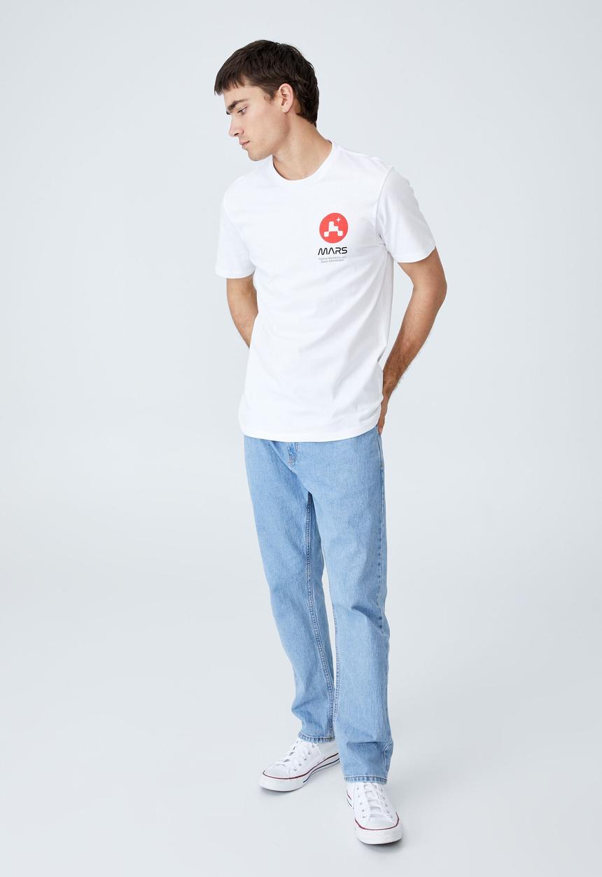 Cotton On - Tbar collab pop culture t-shirt - lcn nas white/nasa - mars