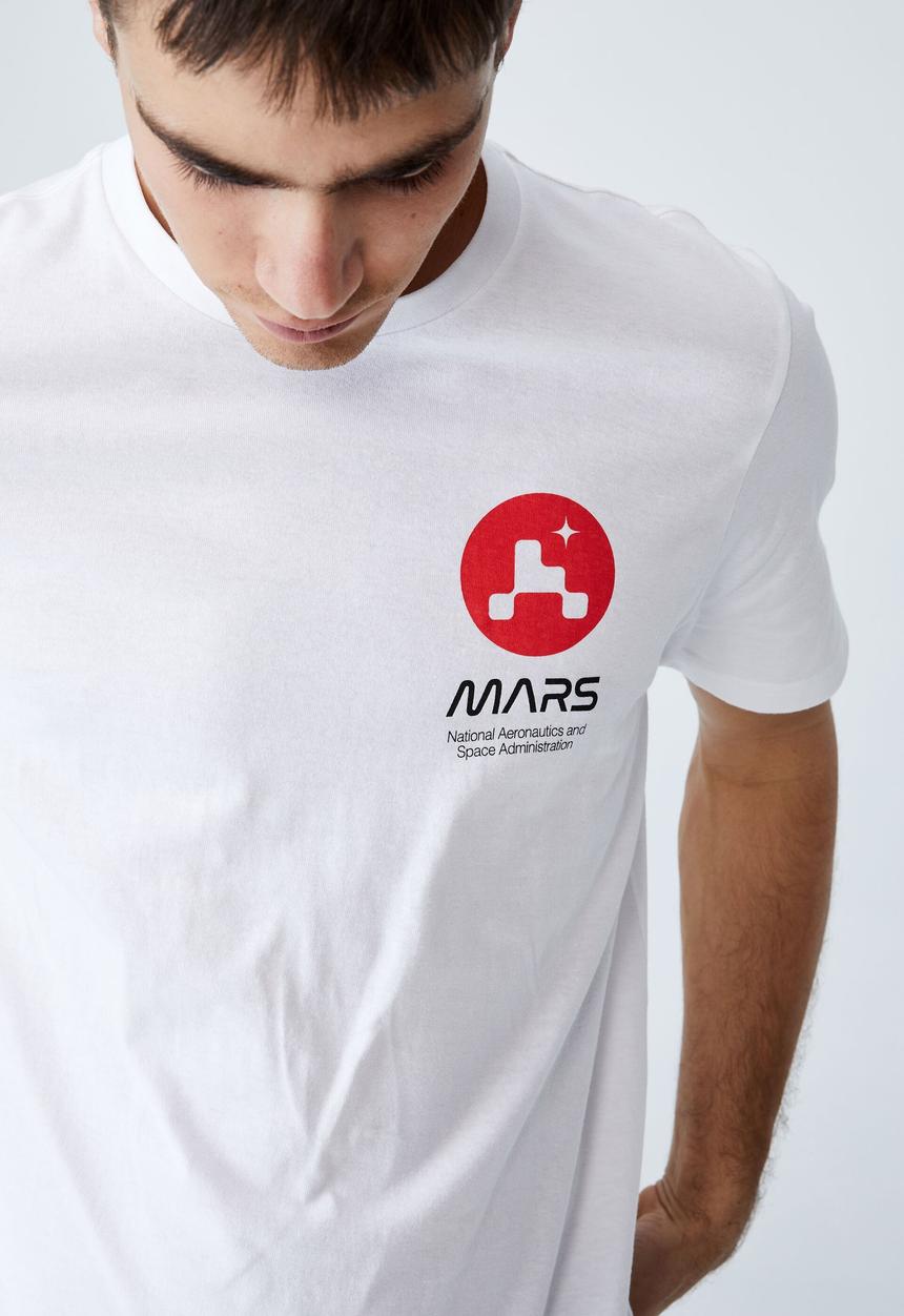 Cotton On - Tbar collab pop culture t-shirt - lcn nas white/nasa - mars