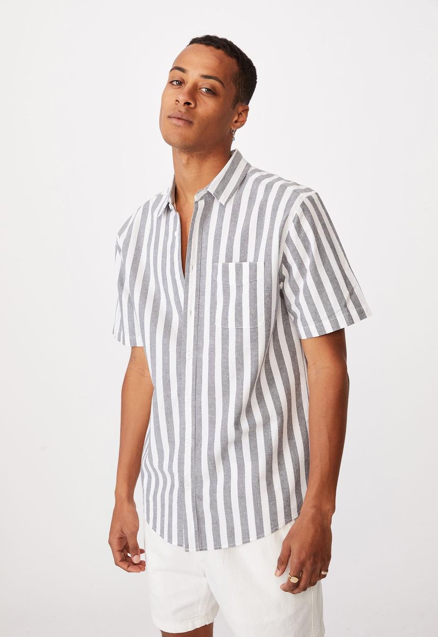 Cotton On - Vintage prep short sleeve shirt - ink bold stripe
