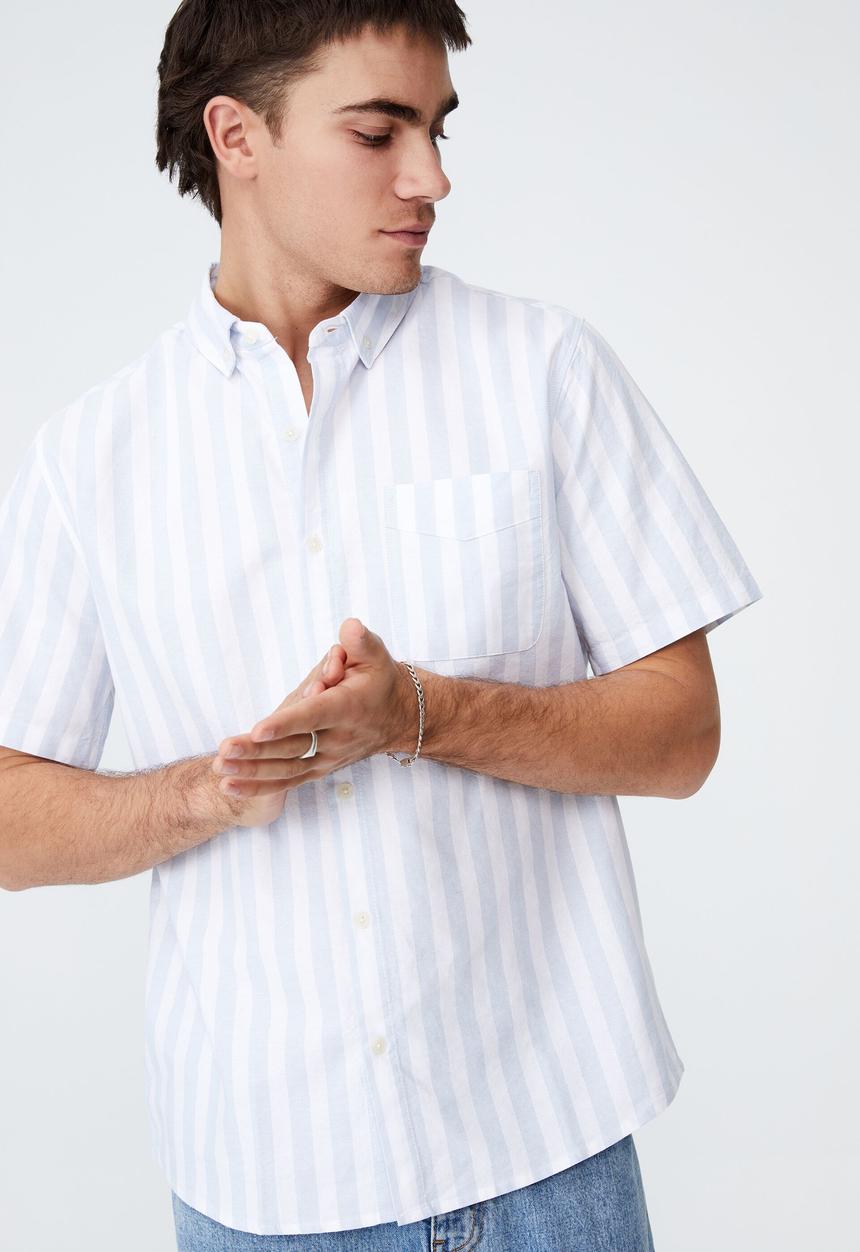 Cotton On - Vintage prep short sleeve shirt - sky stripe oxford