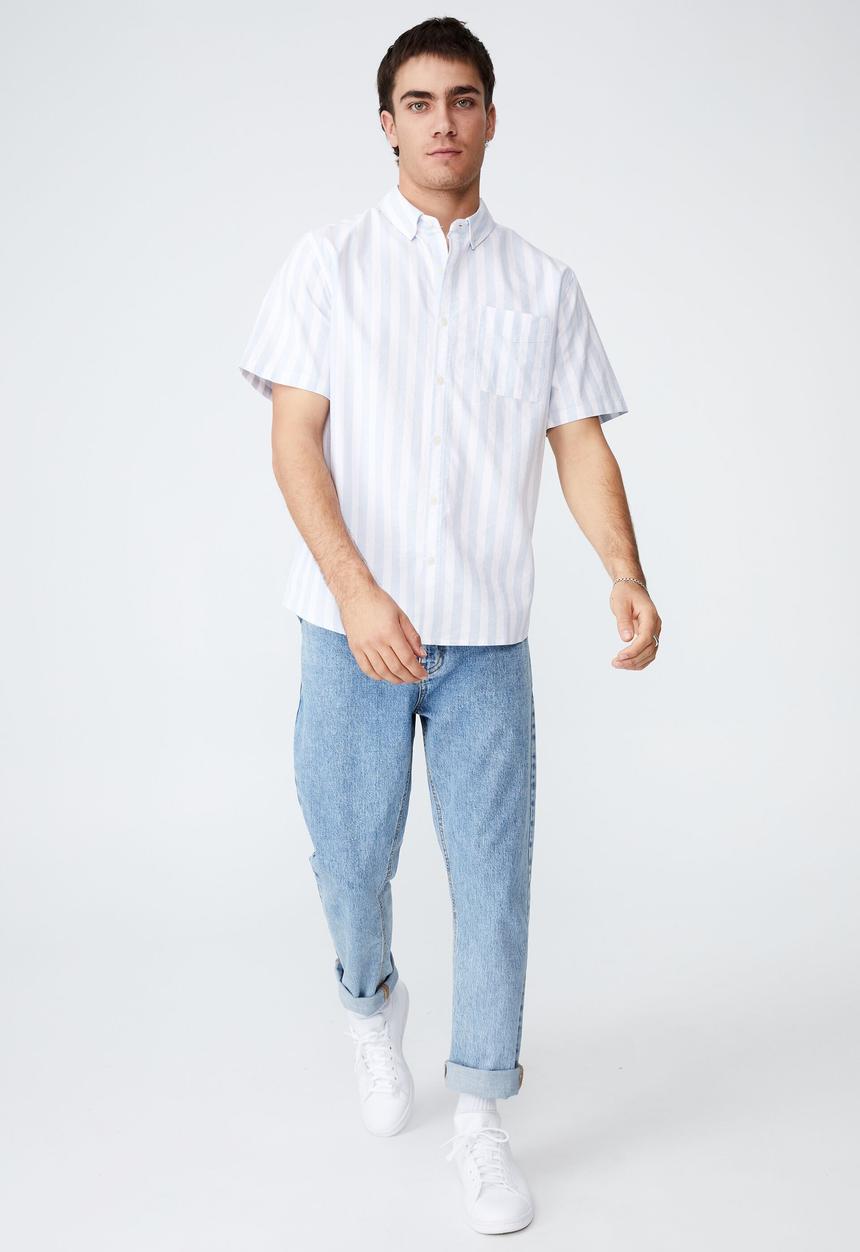 Cotton On - Vintage prep short sleeve shirt - sky stripe oxford