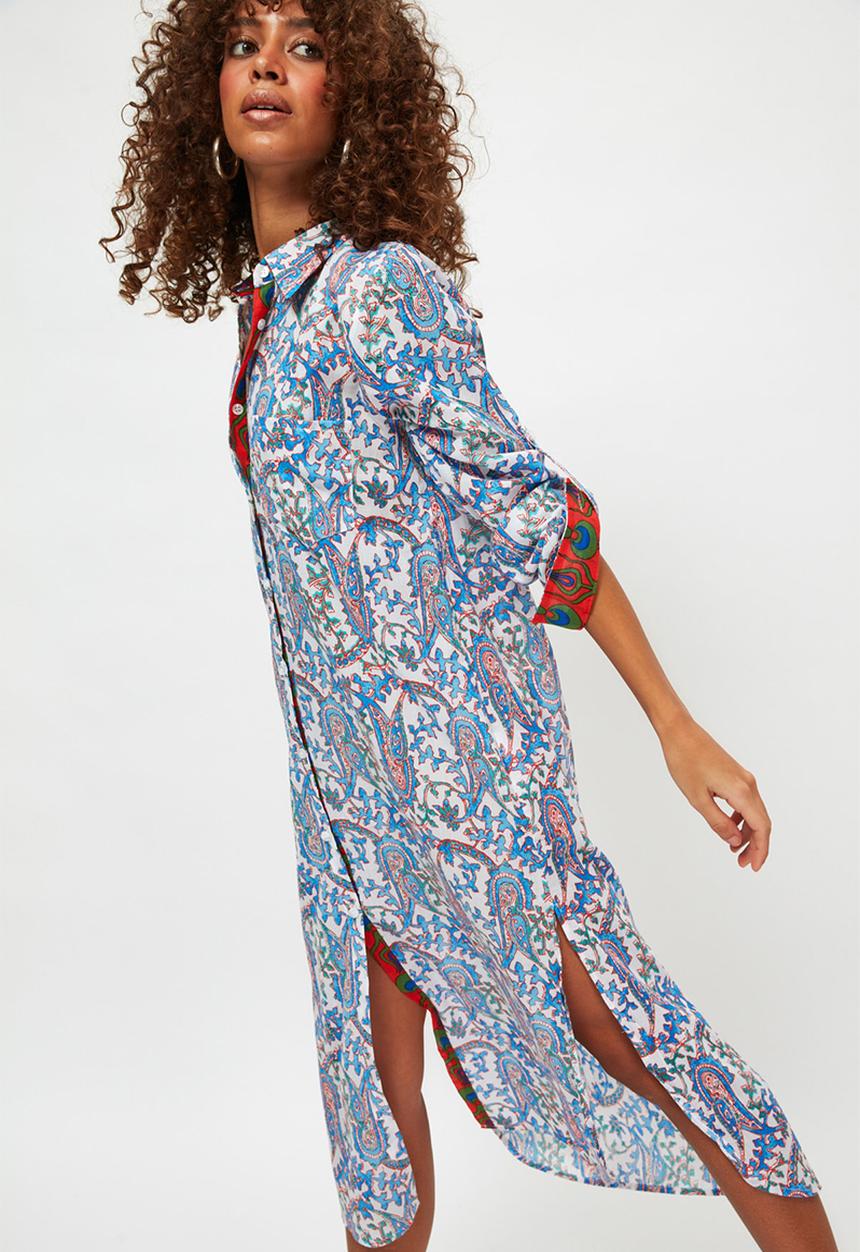 Trendyol - Ethnic patterned kimono kaftan - blue 