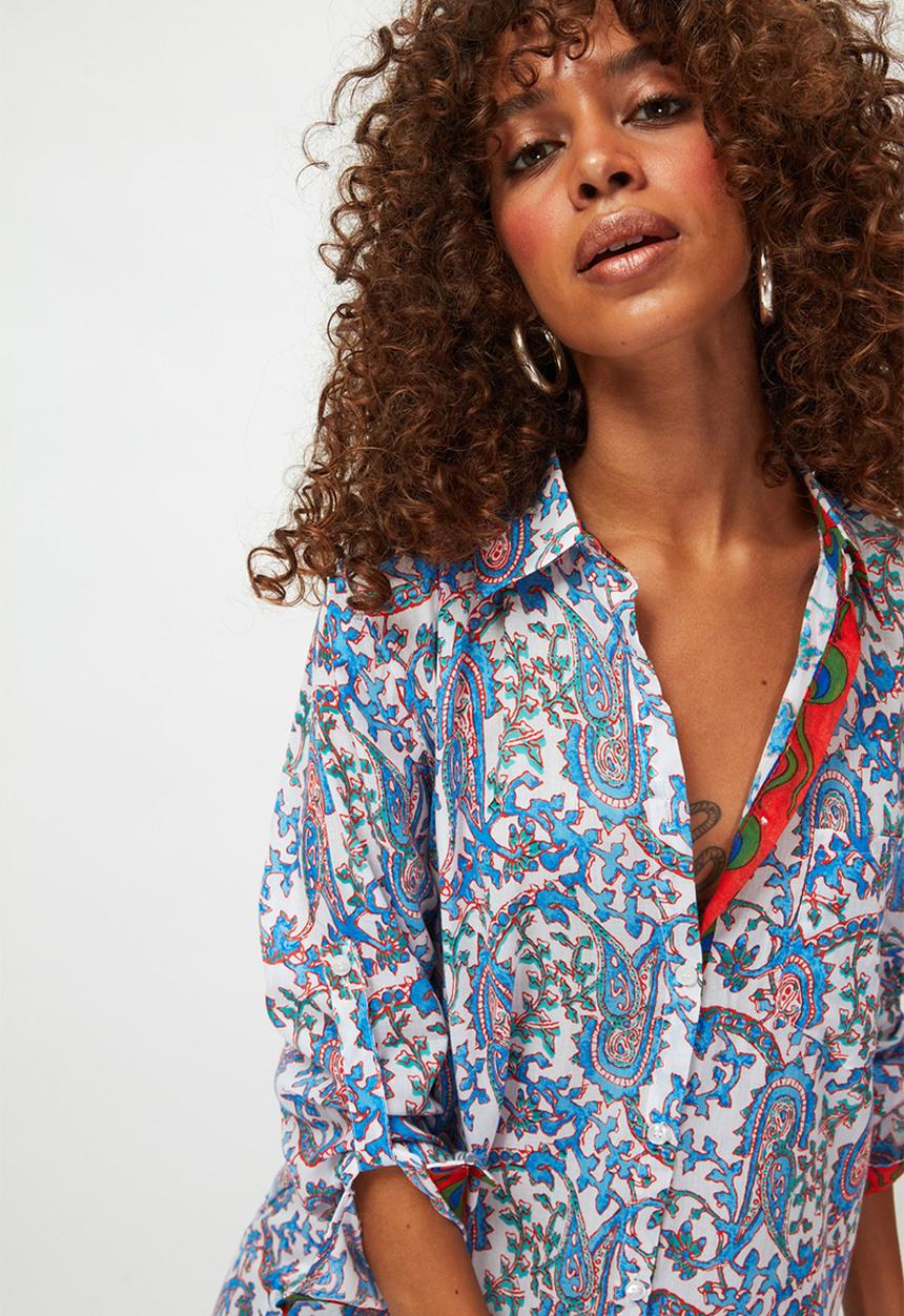 Trendyol - Ethnic patterned kimono kaftan - blue 