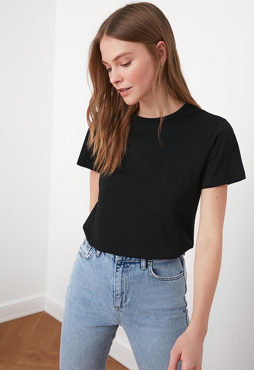 Trendyol - 2-pack 100% cotton crew neck t-shirt - black