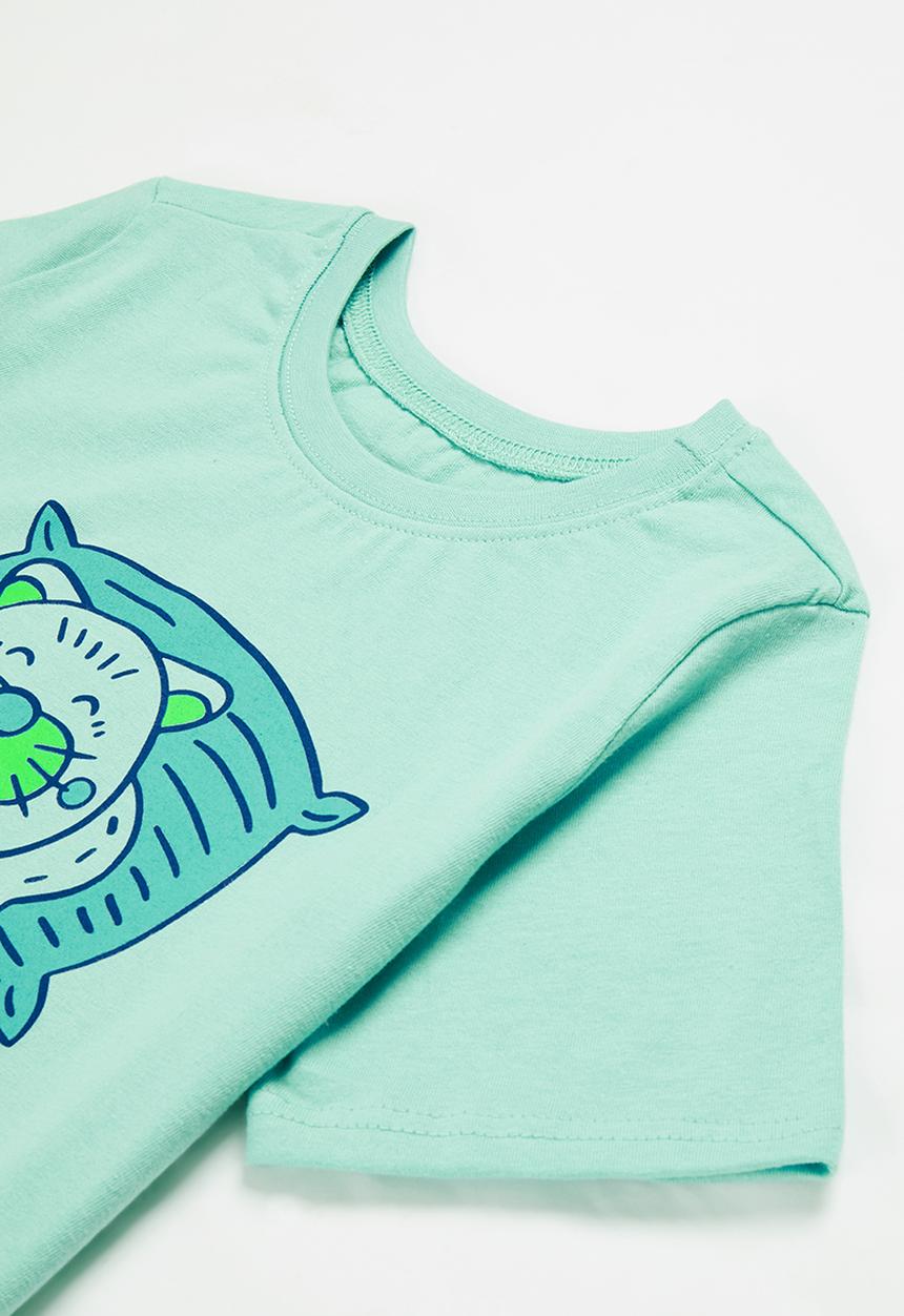 Pop Candy - Tee & shorts pj set - aqua & grey