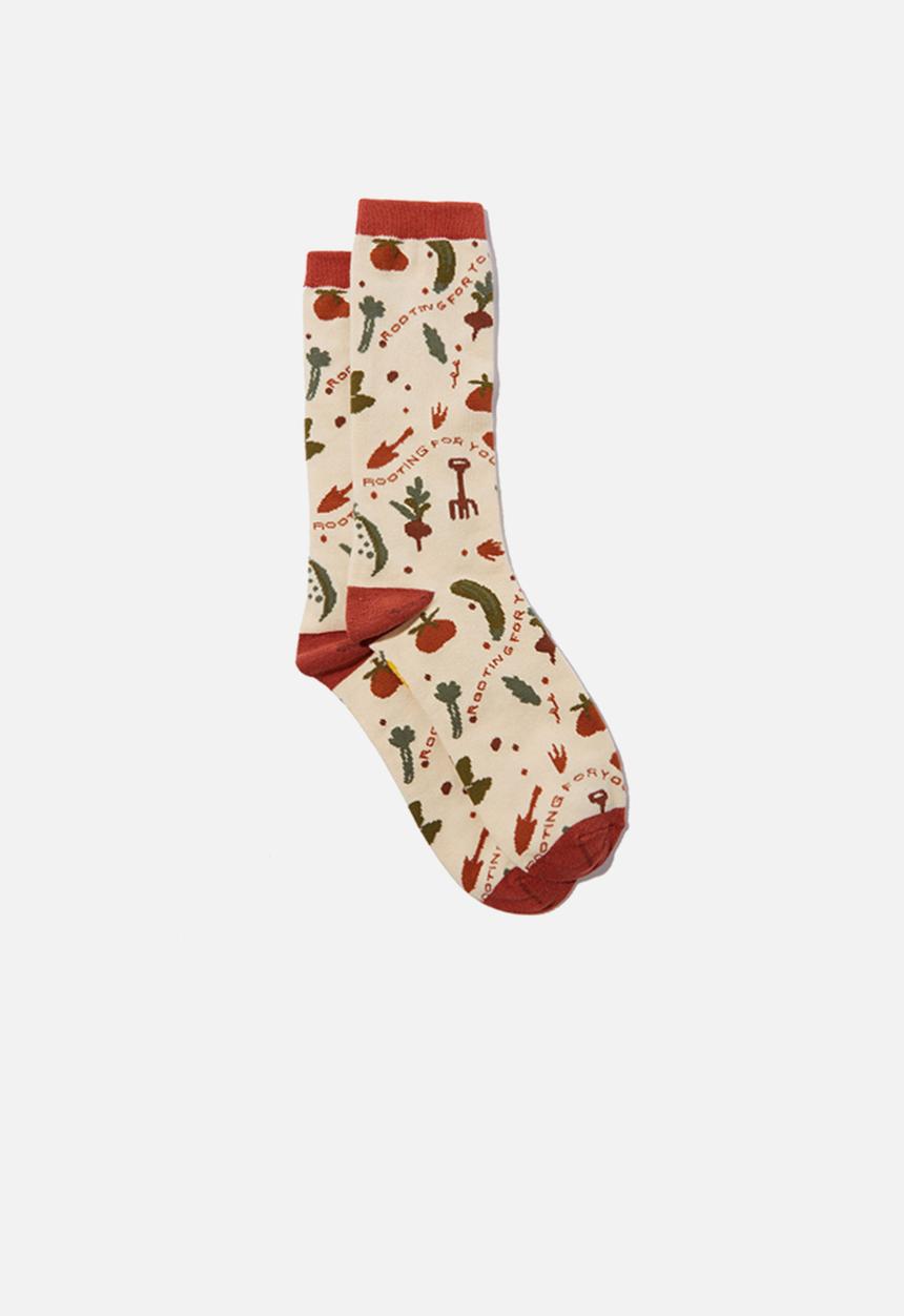 Cotton On - Mens novelty socks - rooting for you ecru