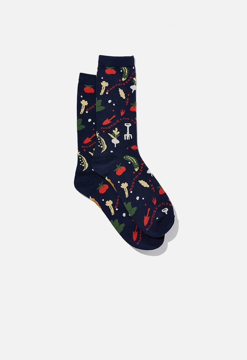 Cotton On - Mens novelty socks - rooting for you navy