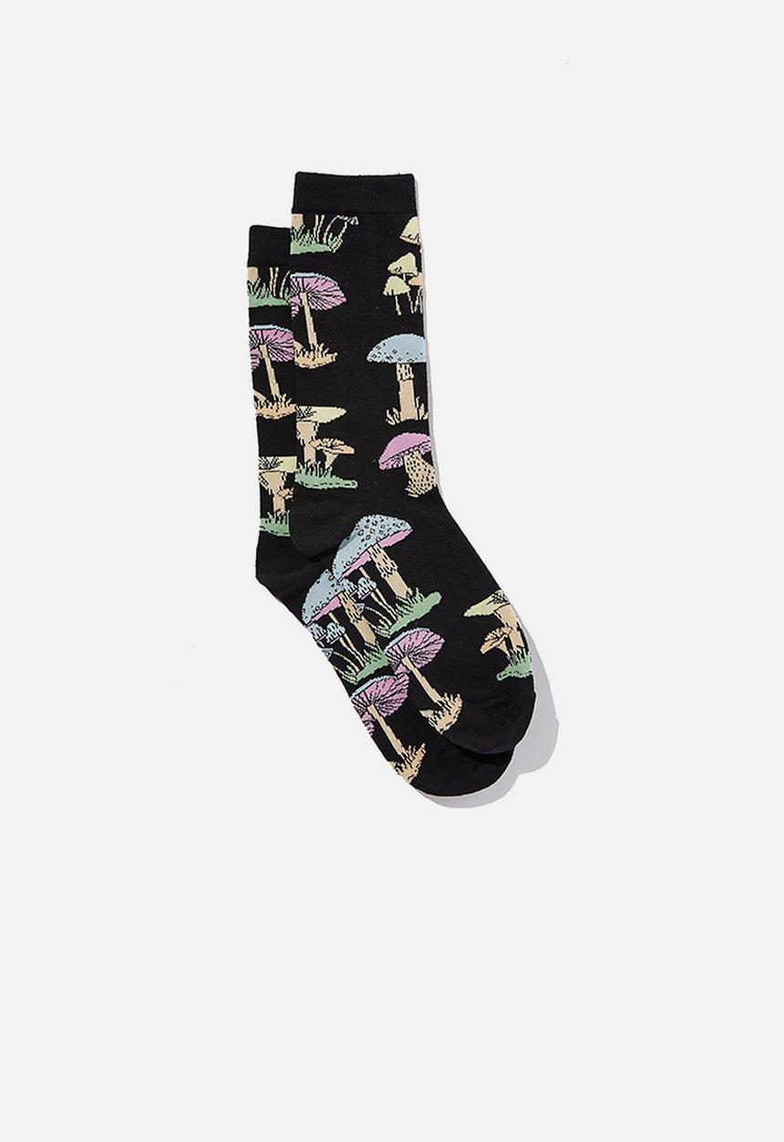Cotton On - Mens novelty socks - trippy shroom black