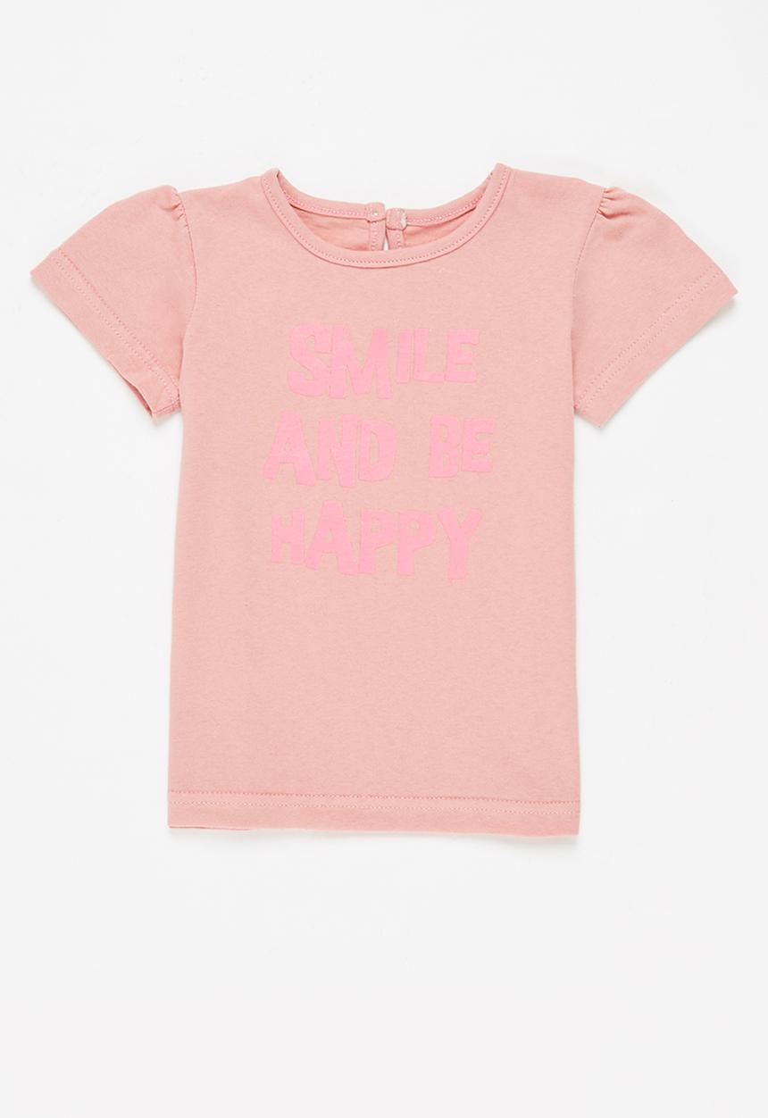 Pop Candy - Baby girls 2 pack design tee - pink & neutral