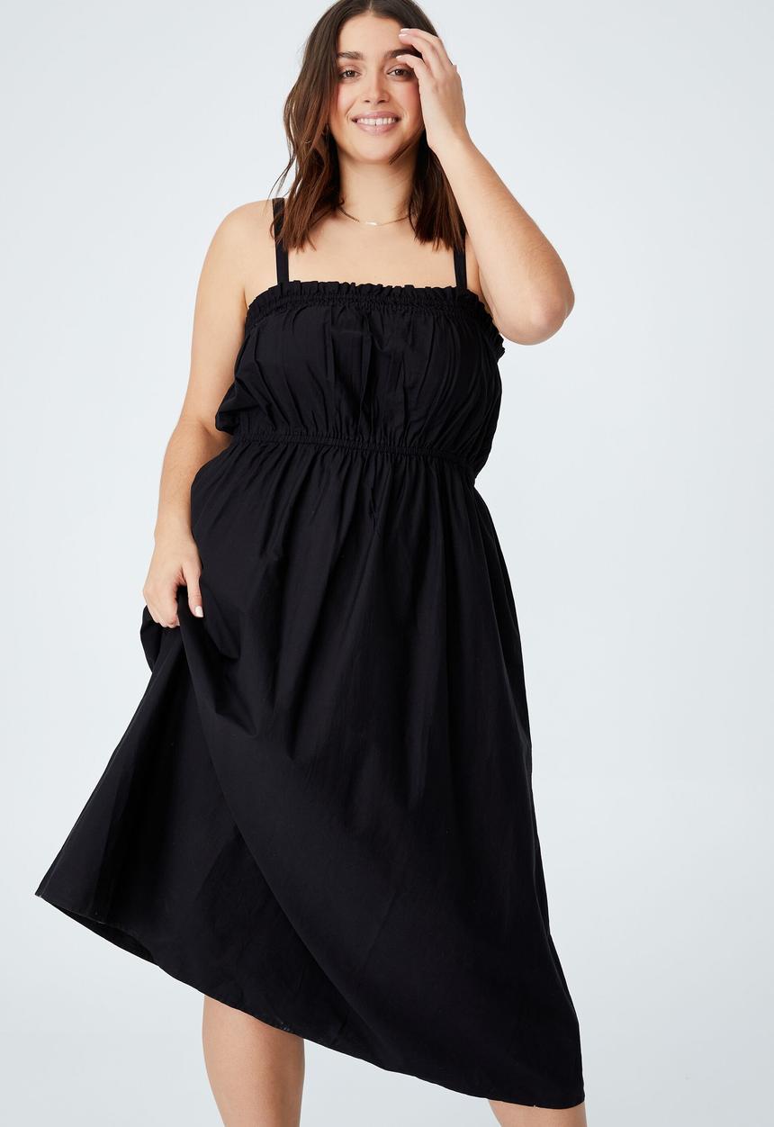 Cotton On - Curve stevie midi dress - black