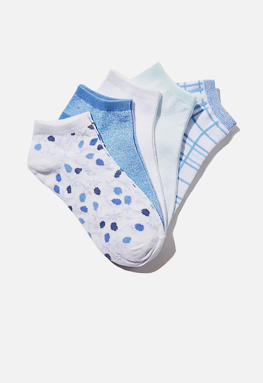 Rubi - 5pk ankle sock - penny ditsy tranquil teal