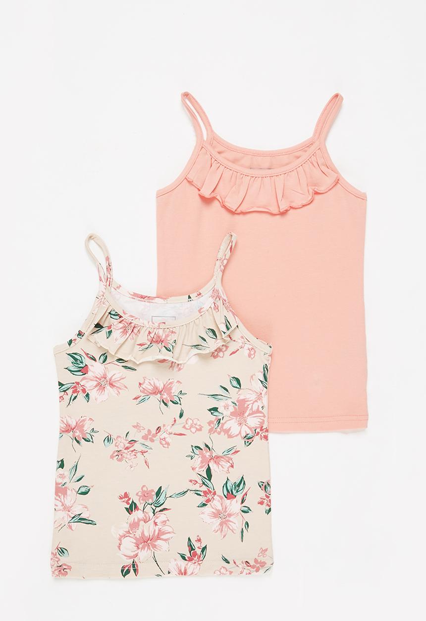 Pop Candy - Girls 2 pack cami - neutral & peach 