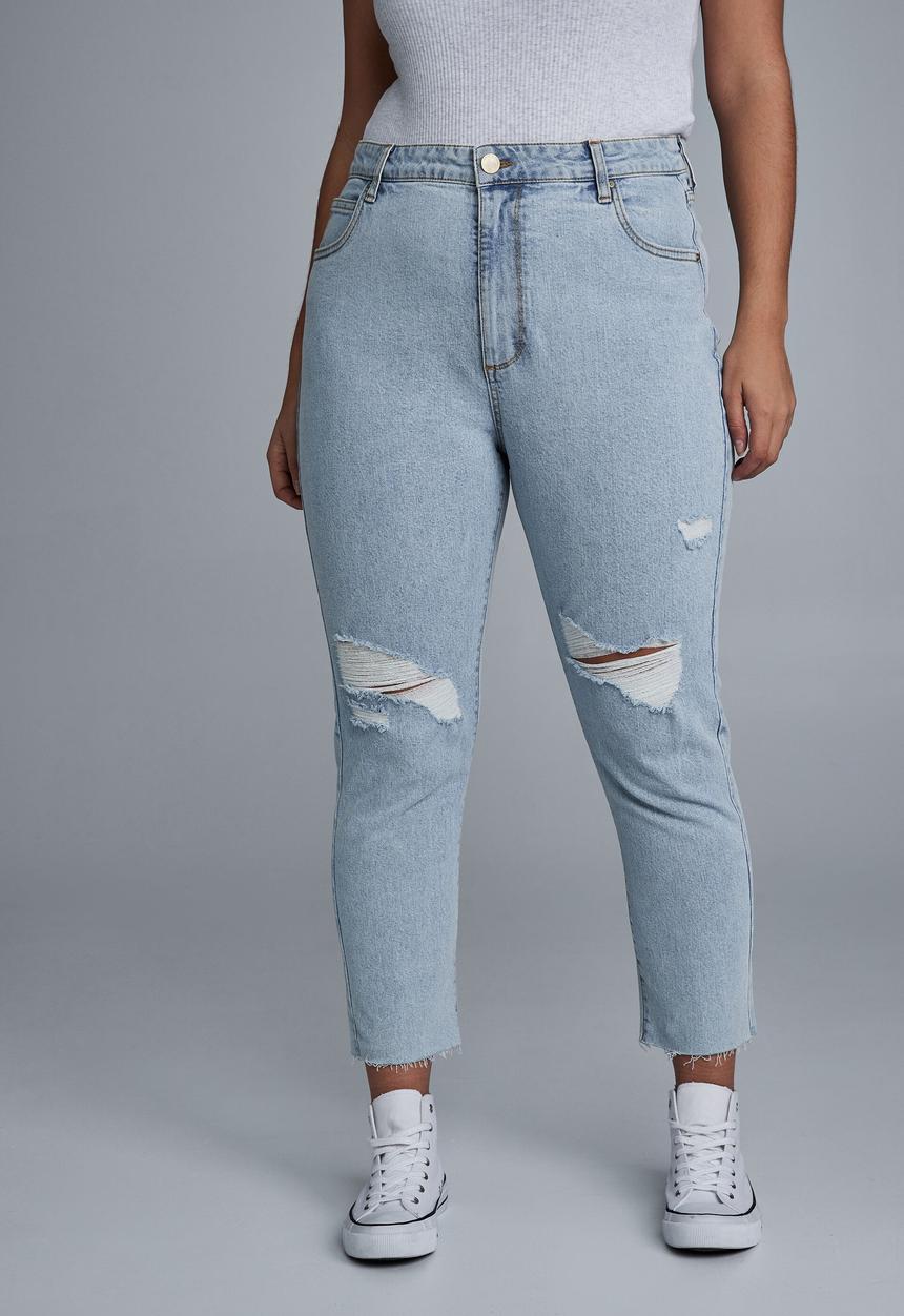 Cotton On - Curve taylor mom jean - roadnight blue rips