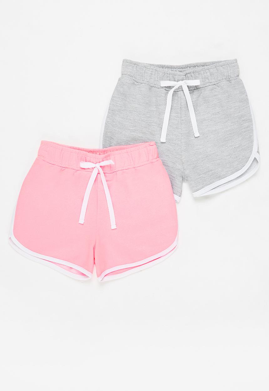 Pop Candy - 2 Pack retro short - light pink & grey melange