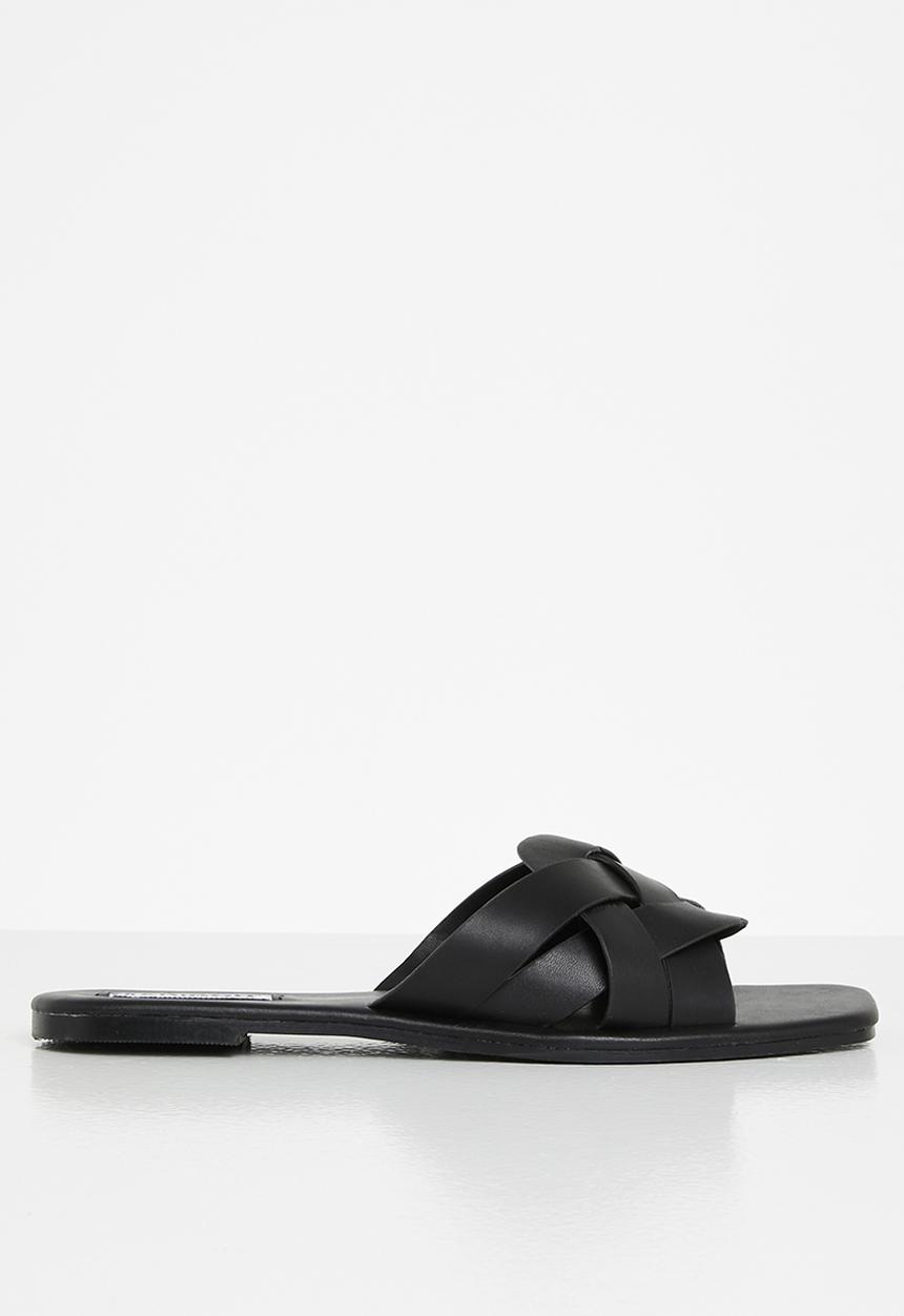 Madison® - Gloria plaited vamp square sandal - black