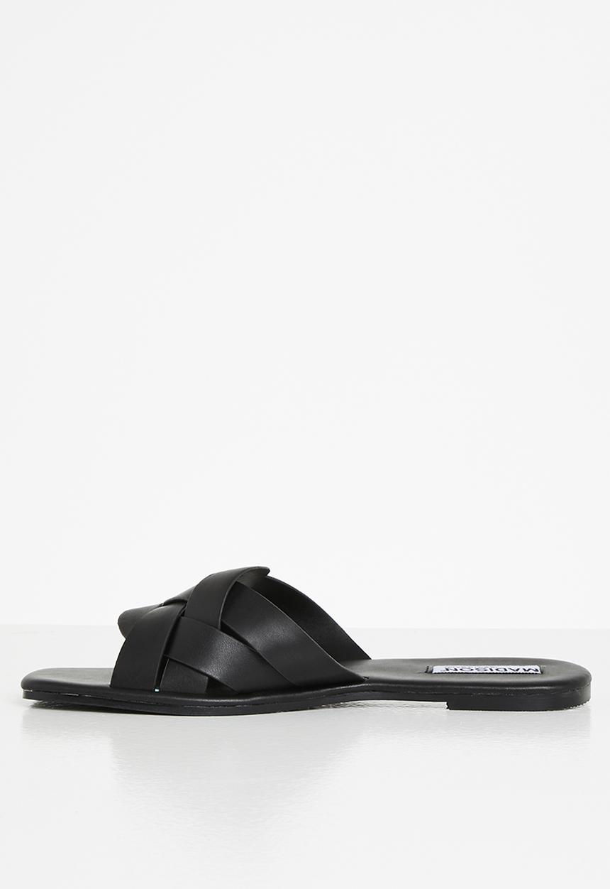 Madison® - Gloria plaited vamp square sandal - black