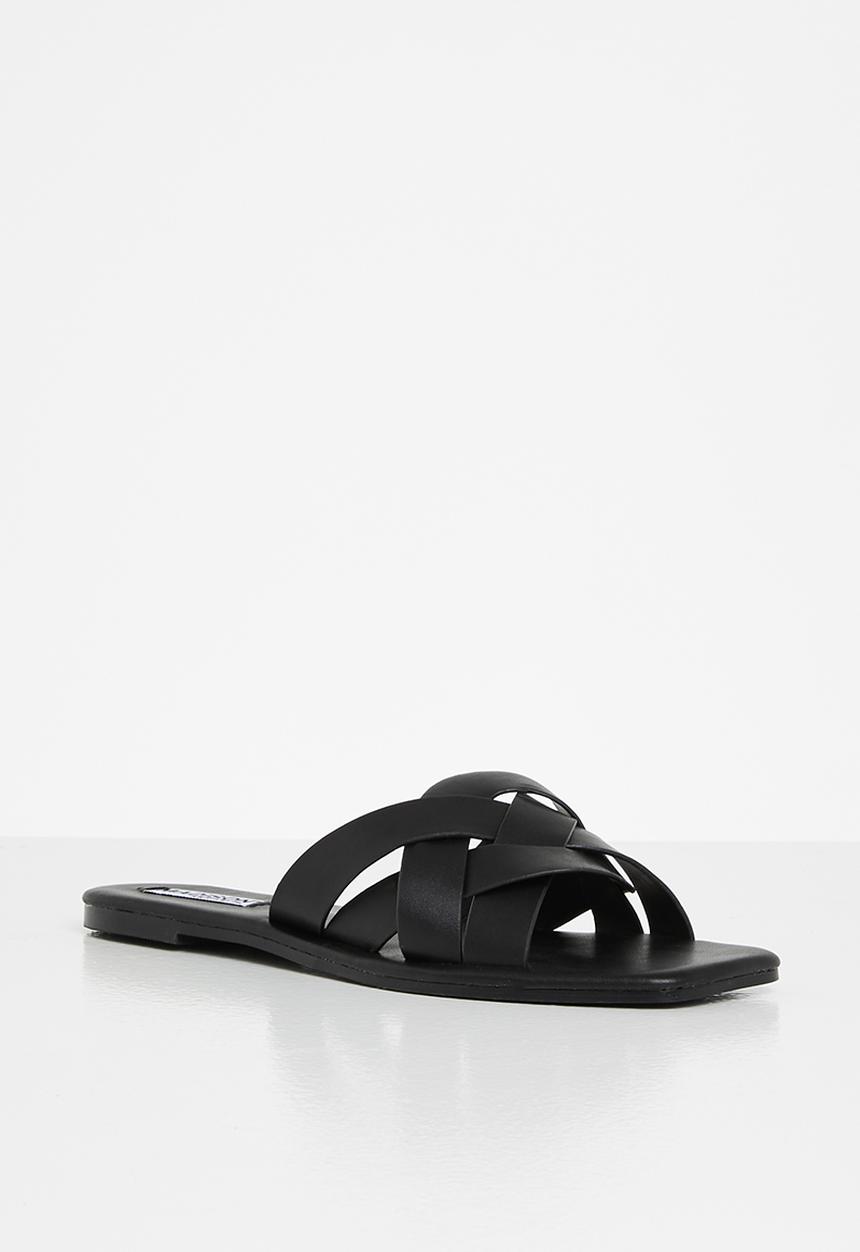 Madison® - Gloria plaited vamp square sandal - black
