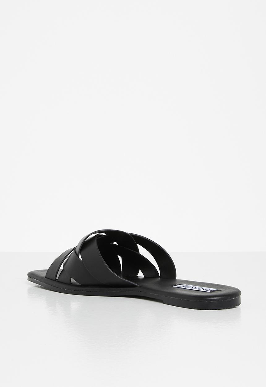 Madison® - Gloria plaited vamp square sandal - black