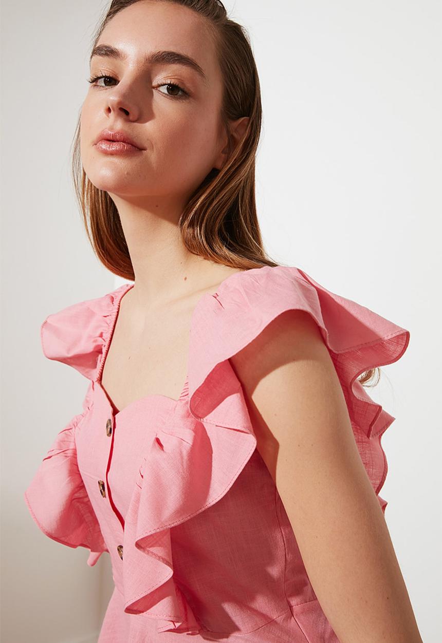 Trendyol - Button detailed blouse - pink