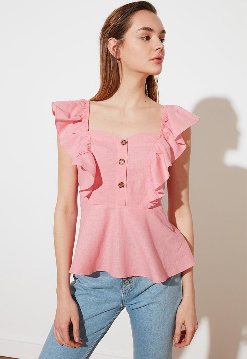 Trendyol - Button detailed blouse - pink
