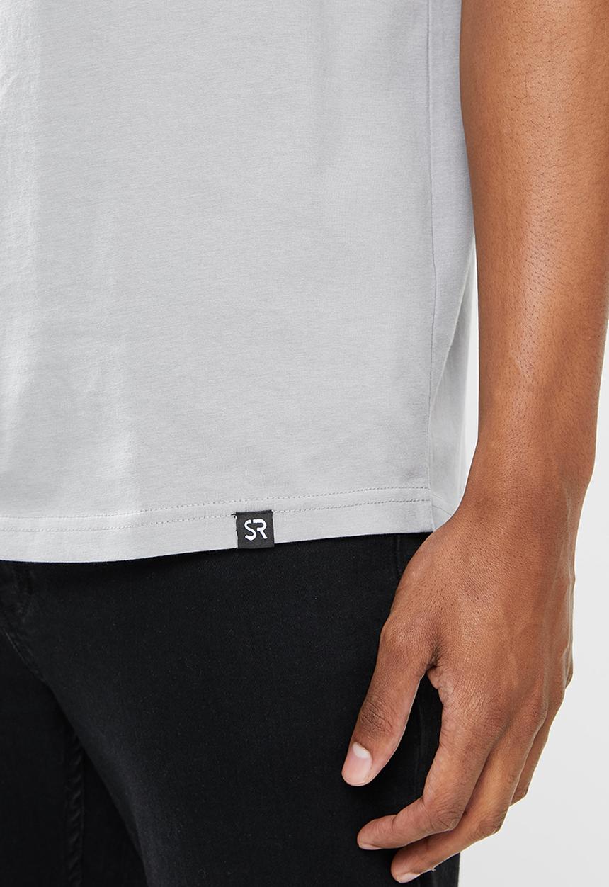 STYLE REPUBLIC - Raw edge curved hem scoop neck tee - grey