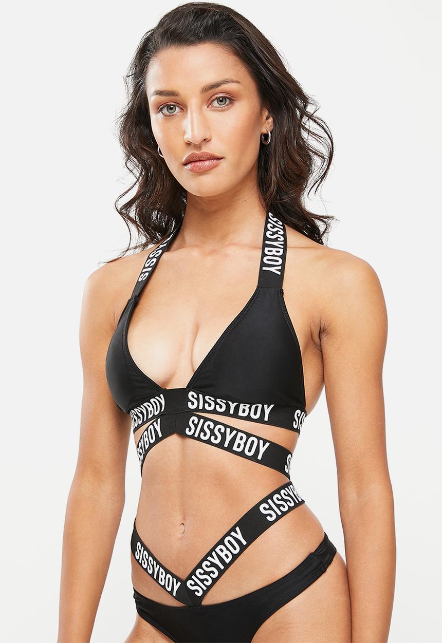 SISSY BOY - Beaula bikini top with branded elastic - black