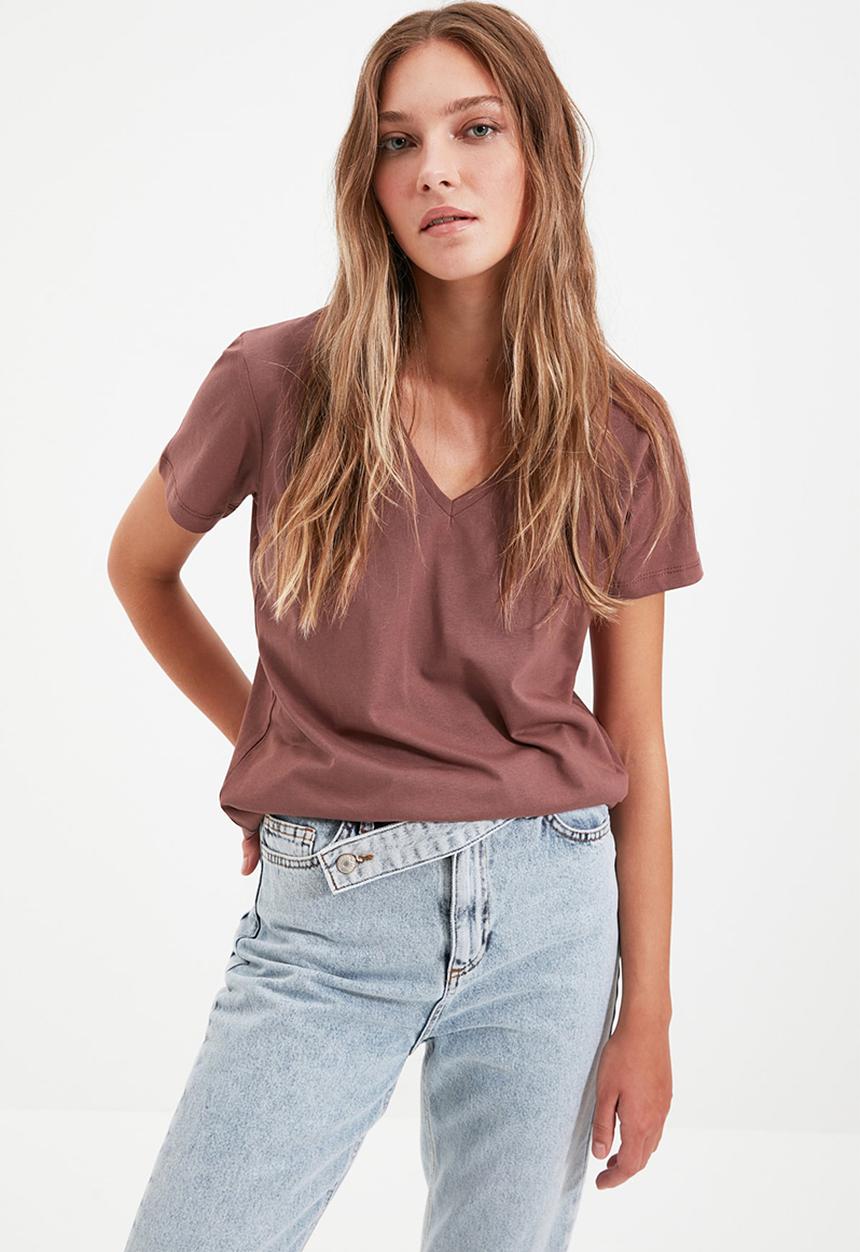 Trendyol - Kahverengi-bej t-shirt 2-pack - brown & beige
