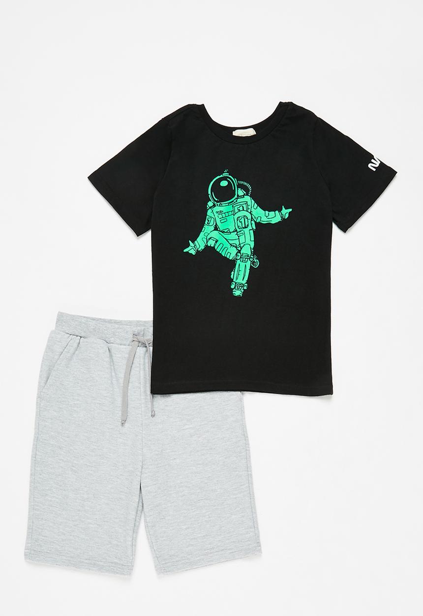 Superbalist Kids - NASA tee & shorts set - black & grey