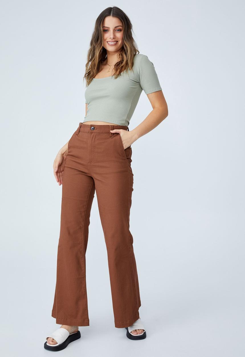 Cotton On - Essentials square neck tee - sage