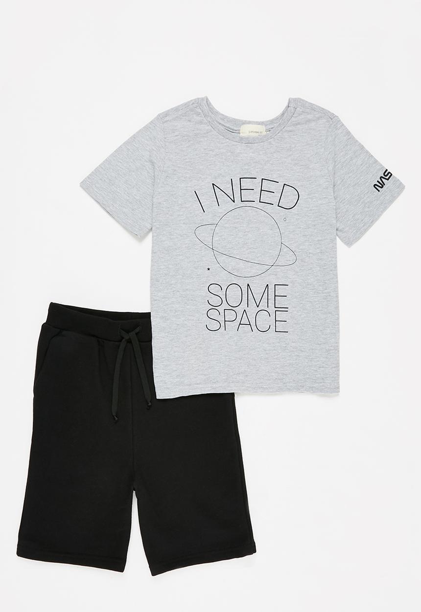 Superbalist Kids - Nasa tee & shorts set - grey & black