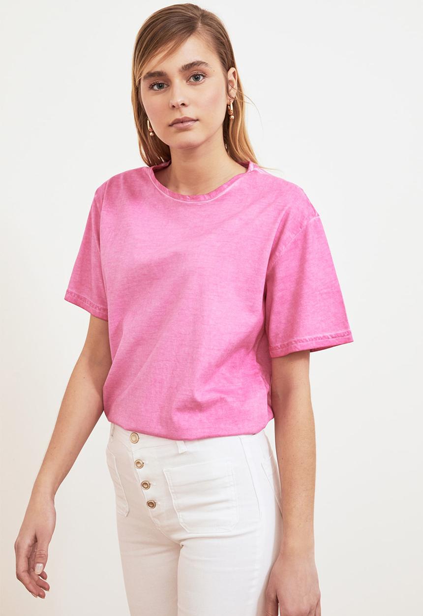 Trendyol - Washed boyfriend t-shirt - pink
