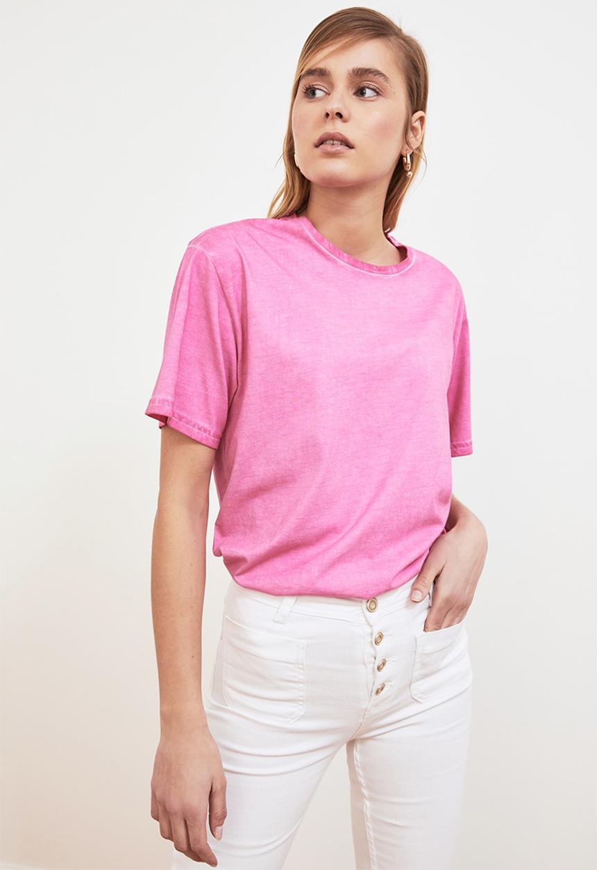 Trendyol - Washed boyfriend t-shirt - pink