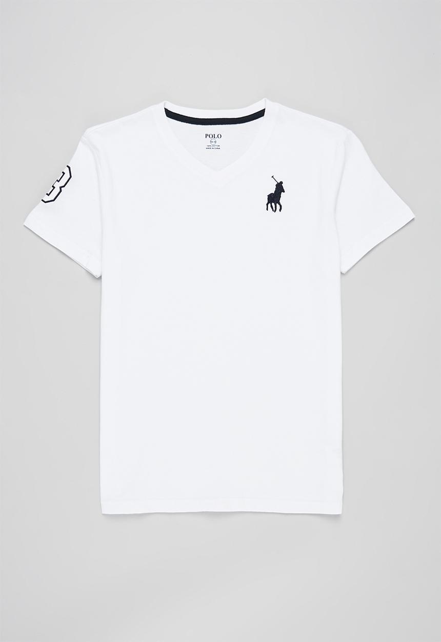 POLO - Boys James numerical v-neck tee - white