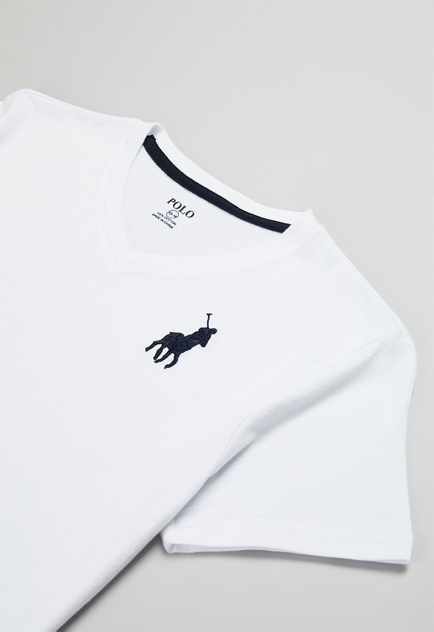 POLO - Boys James numerical v-neck tee - white