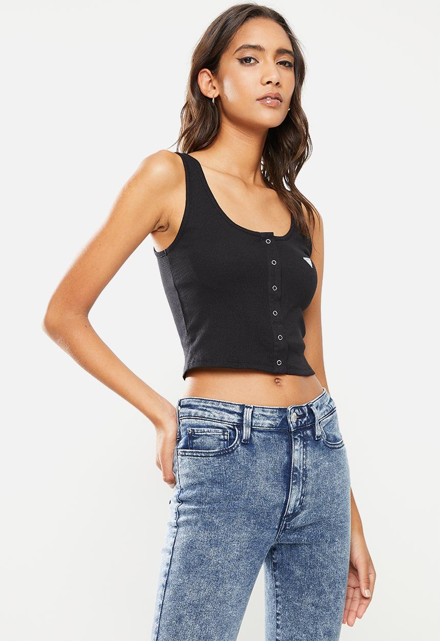 GUESS - Guess logo crop tank - black