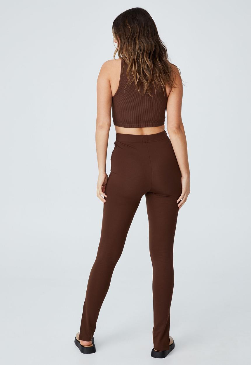 Cotton On - Long split ponte legging - rich chocolate
