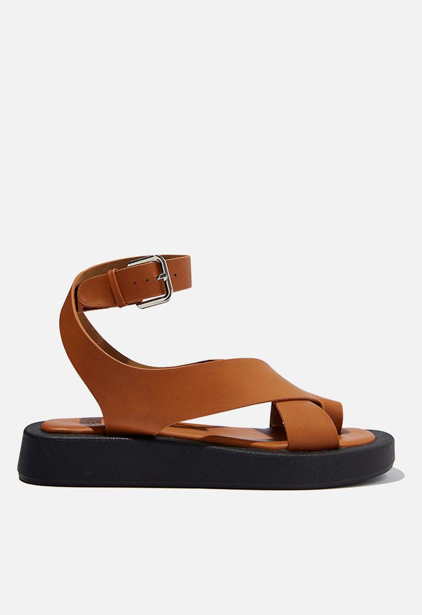 Cotton On - Sadie ankle strap flatform - tan smooth pu