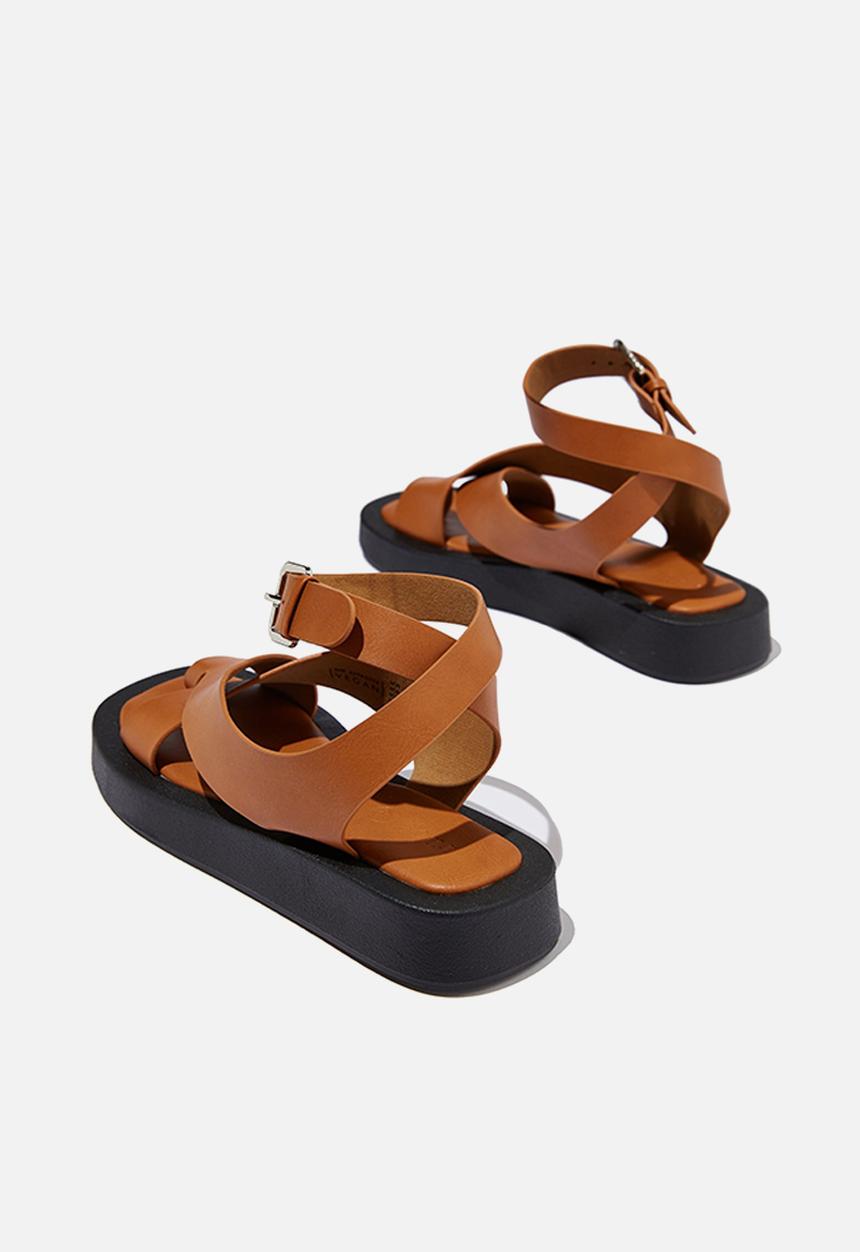 Cotton On - Sadie ankle strap flatform - tan smooth pu