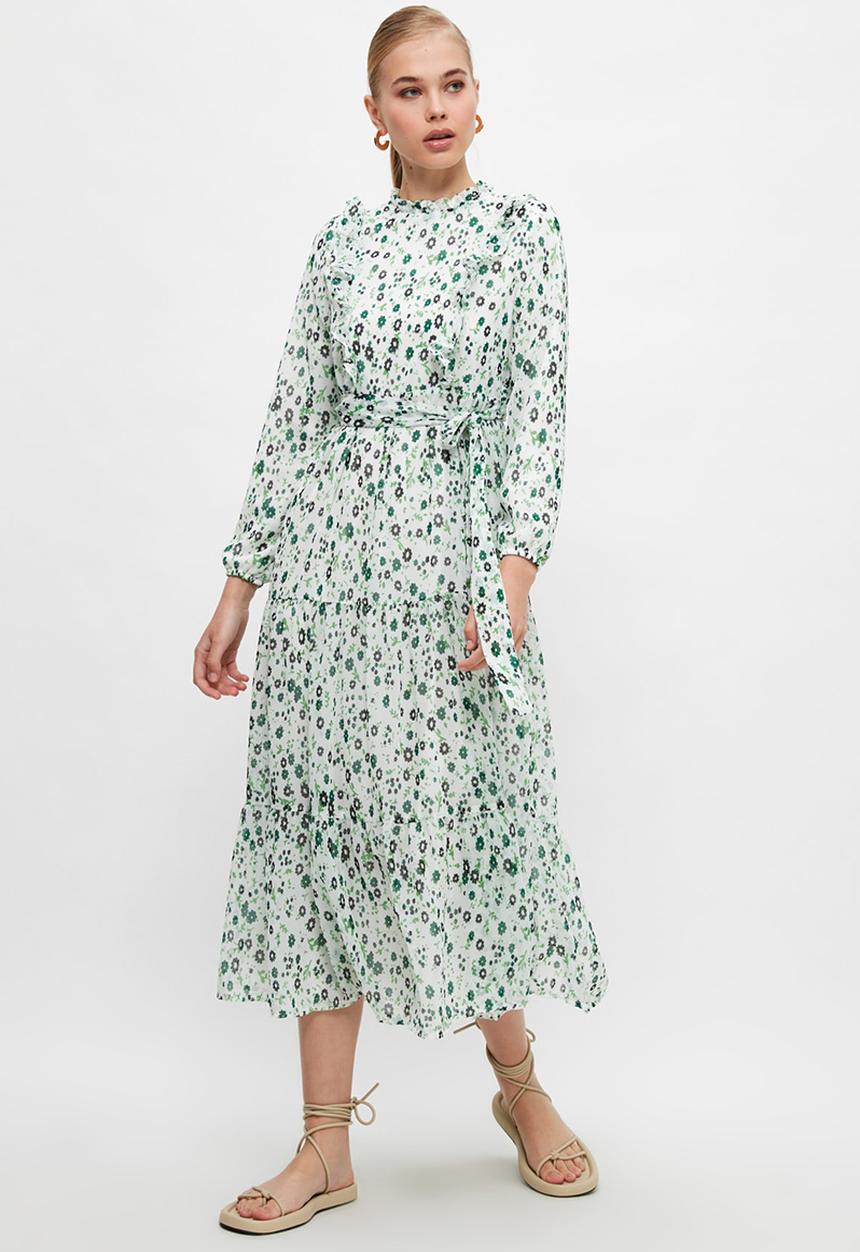Trendyol - Shirt collar dress - green