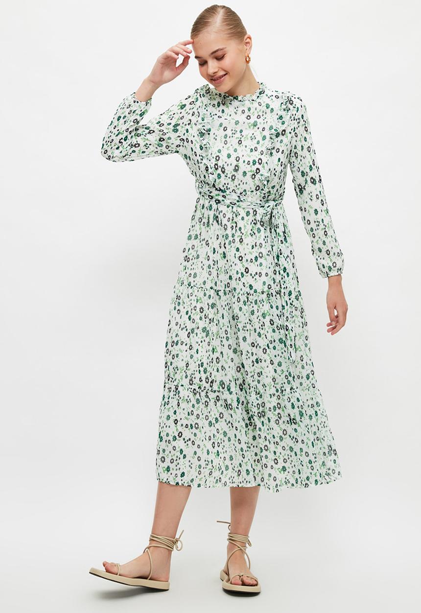 Trendyol - Shirt collar dress - green