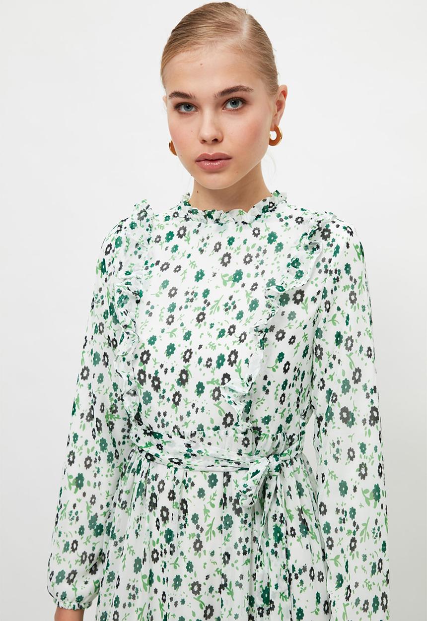 Trendyol - Shirt collar dress - green