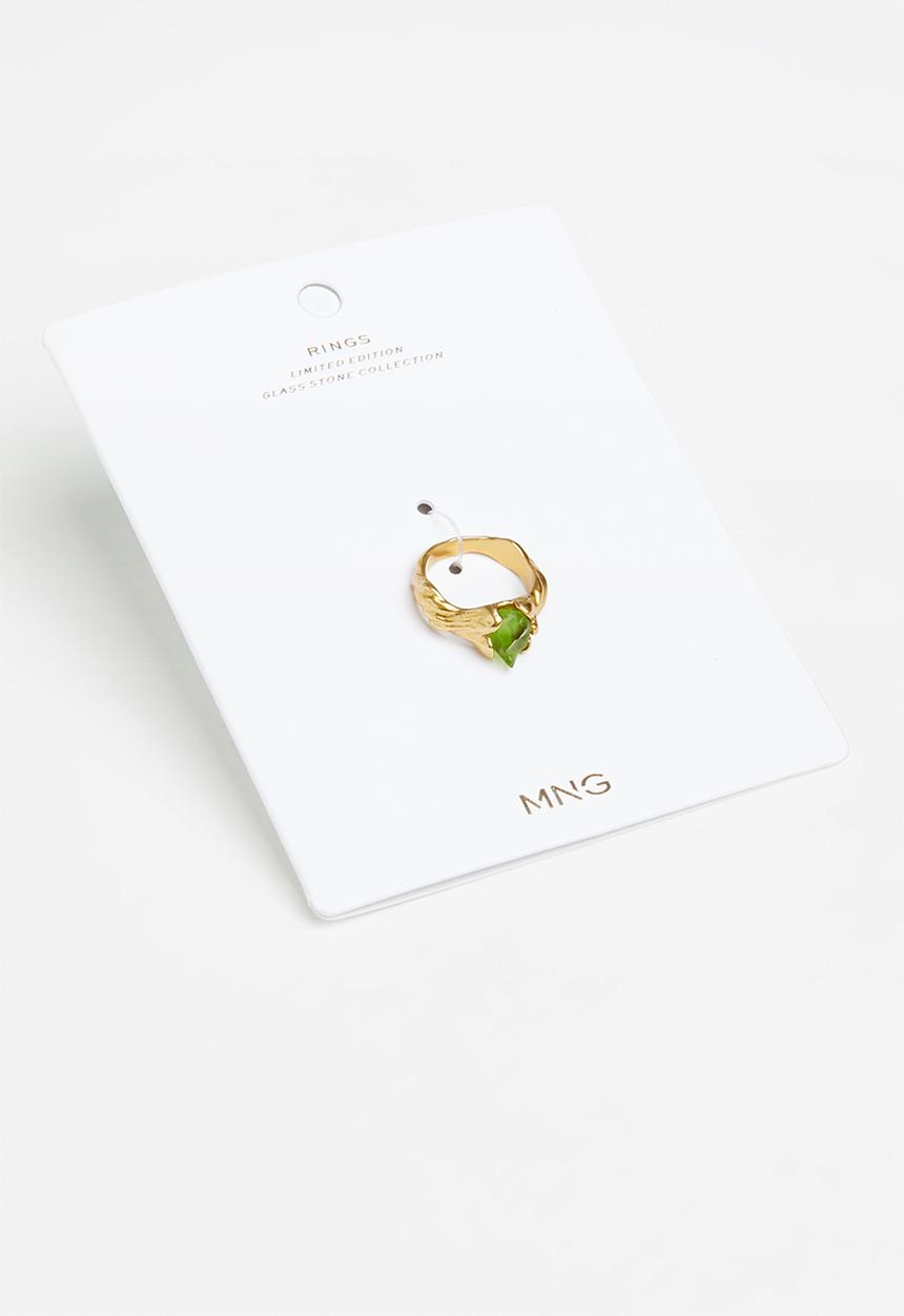 MANGO - Asymmetric crystal ring - gold