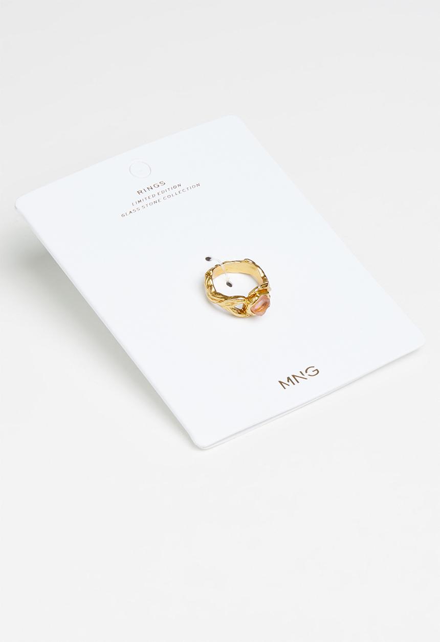 MANGO - Asymmetric crystal ring - gold