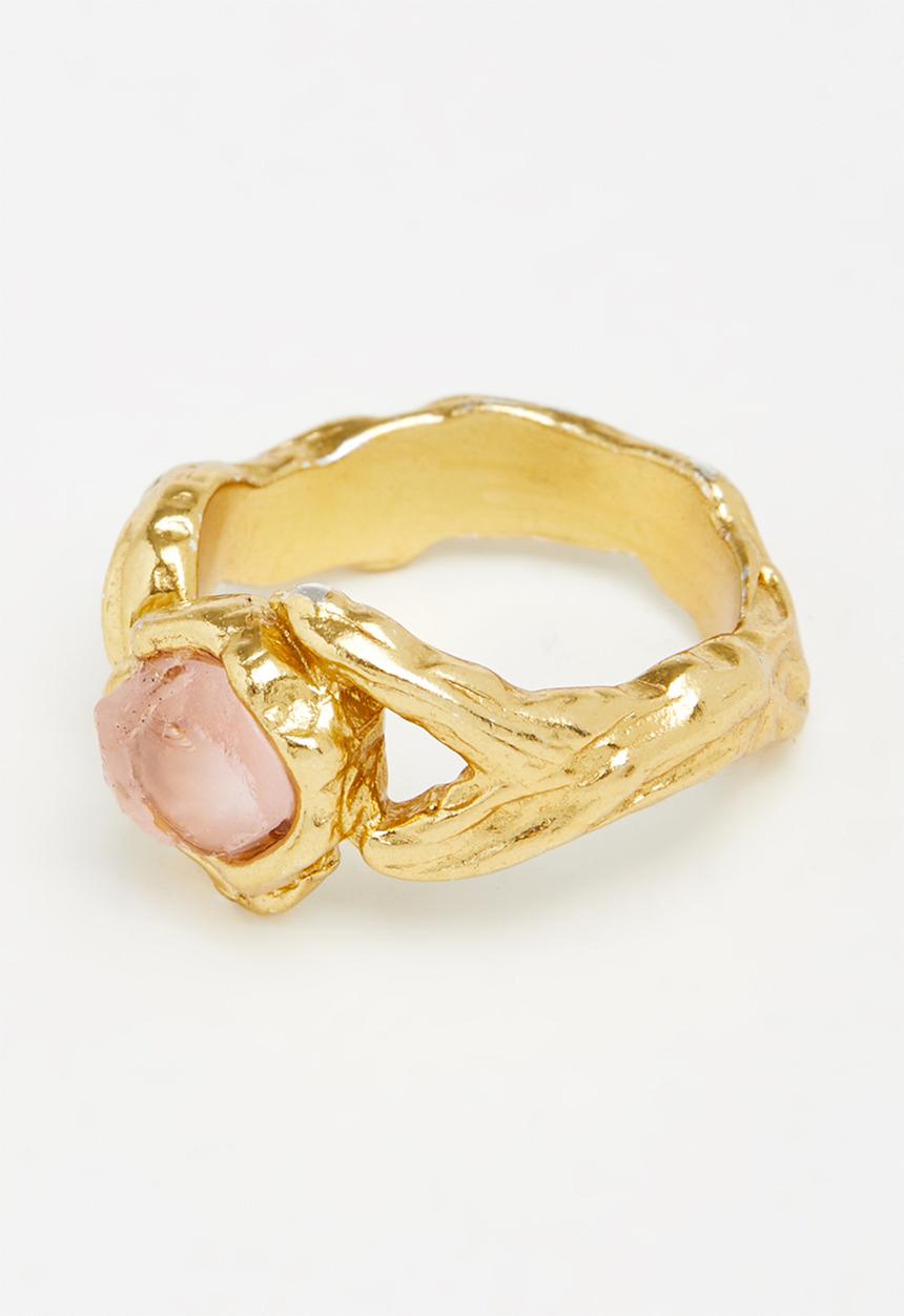 MANGO - Asymmetric crystal ring - gold