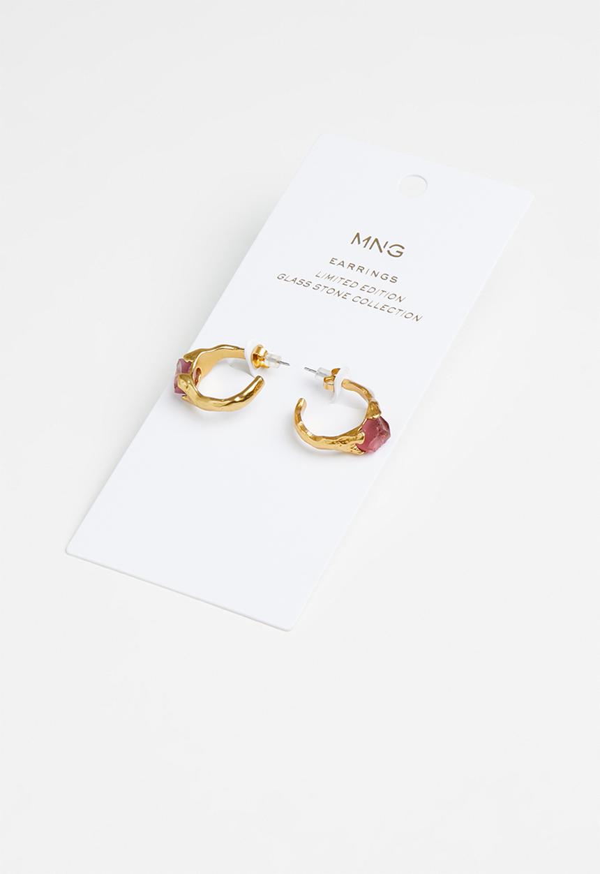 MANGO - Crystals asymmetric earrings - gold